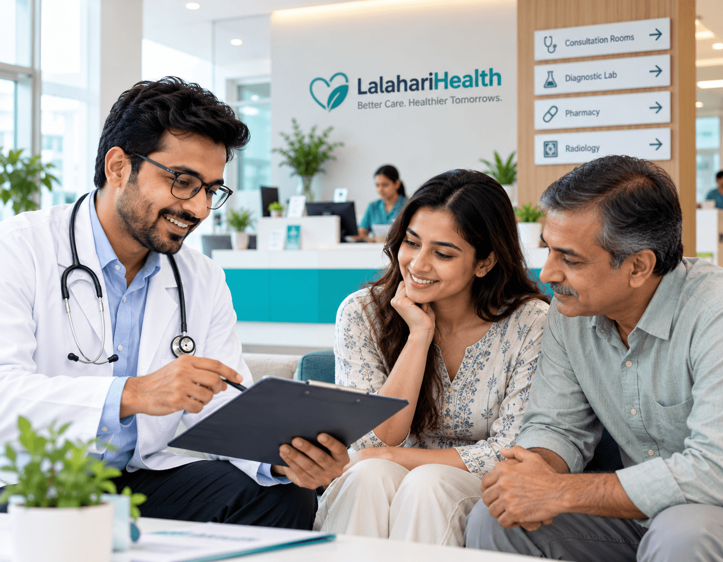 A clean, modern hospital consultation room